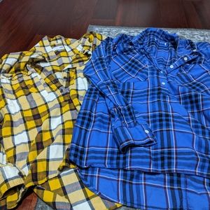Bundle of TWO plaid popover shirts!